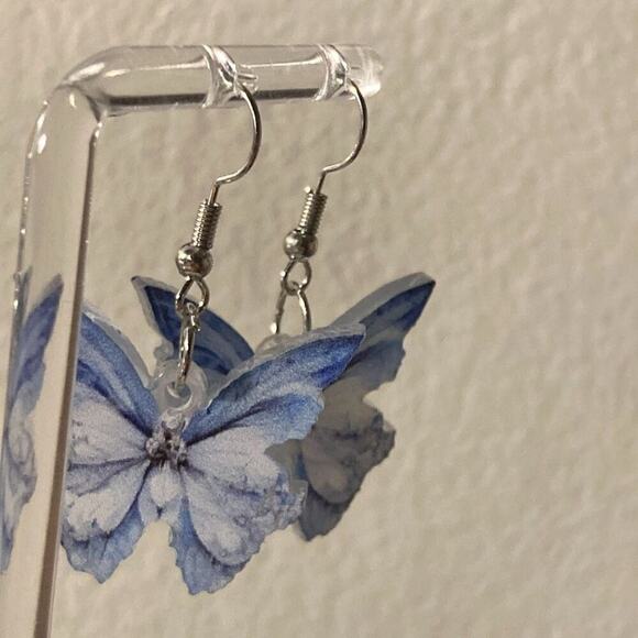 Drop Earrings butterfly  acrylic - Picture 4 of 5